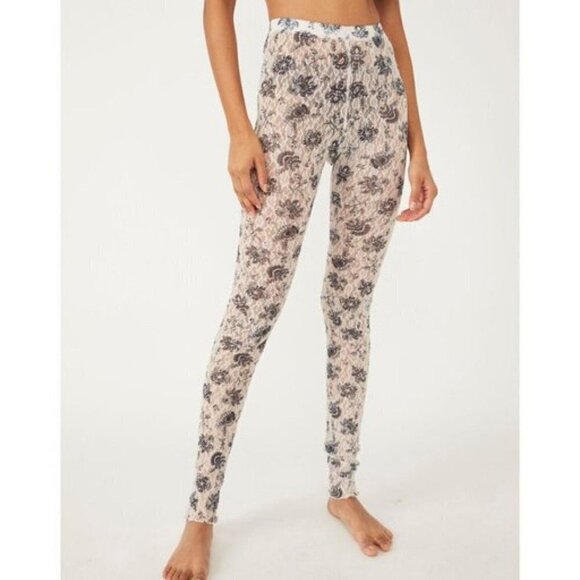 Free People Other - Free People Layered in Lace Ivory Combo Leggings NWT